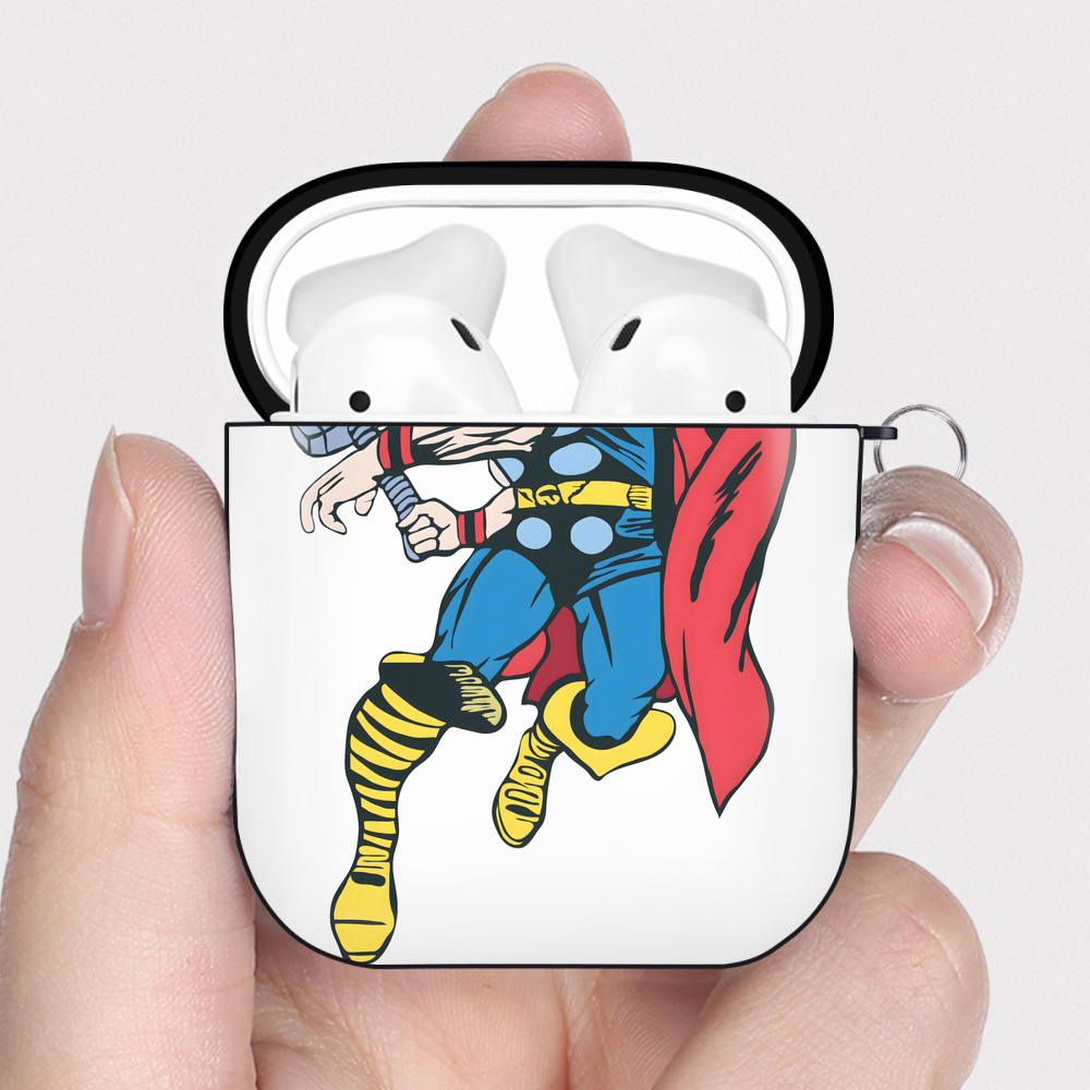 （画像用） アベンジャーズ The Avengers AirPods 第2世代保護ケース ハードシェル ブラック 耐衝撃・防指紋・カラビナ付き