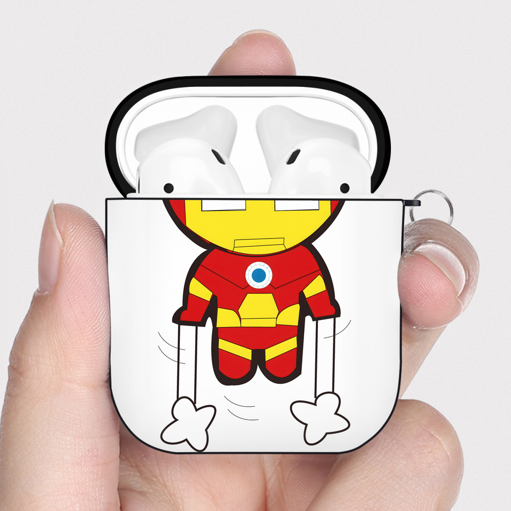 （画像用） アベンジャーズ The Avengers AirPods 第2世代保護ケース ハードシェル ブラック 耐衝撃・防指紋・カラビナ付き
