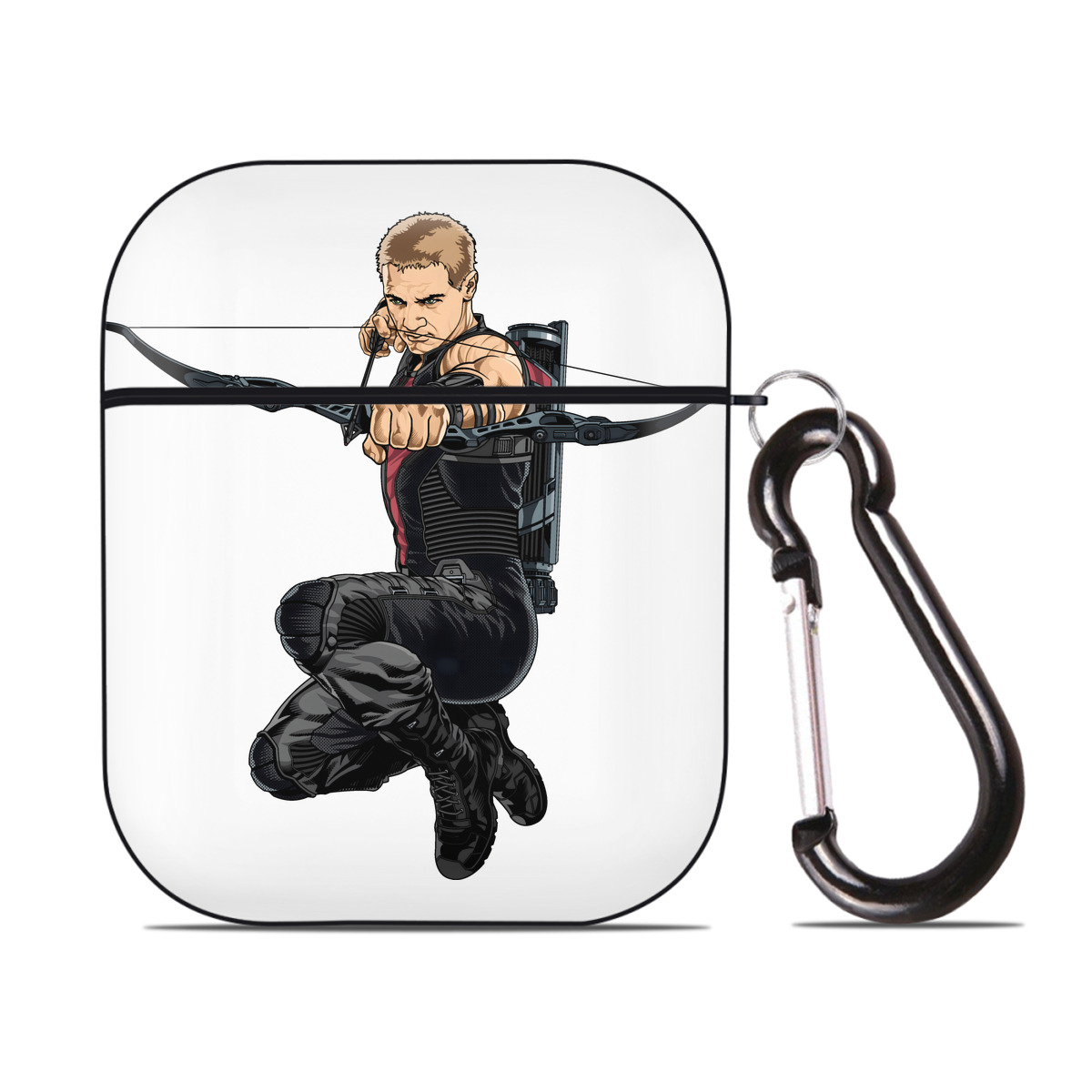 （画像用） アベンジャーズ The Avengers AirPods 第2世代保護ケース ハードシェル ブラック 耐衝撃・防指紋・カラビナ付き