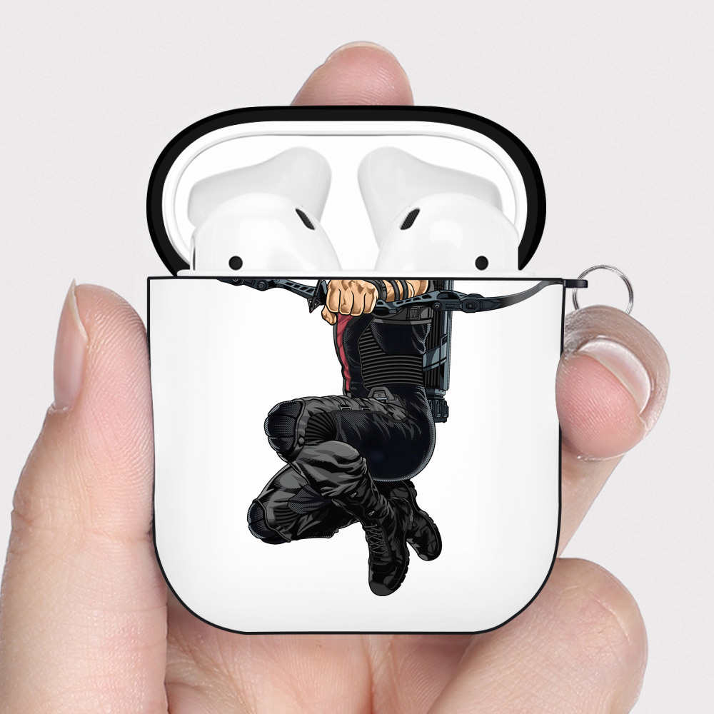（画像用） アベンジャーズ The Avengers AirPods 第2世代保護ケース ハードシェル ブラック 耐衝撃・防指紋・カラビナ付き