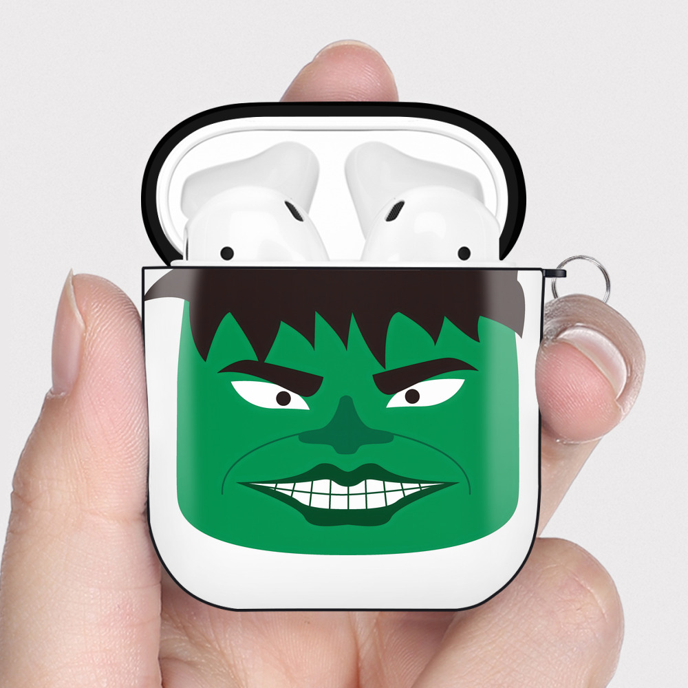 （画像用） アベンジャーズ The Avengers AirPods 第2世代保護ケース ハードシェル ブラック 耐衝撃・防指紋・カラビナ付き