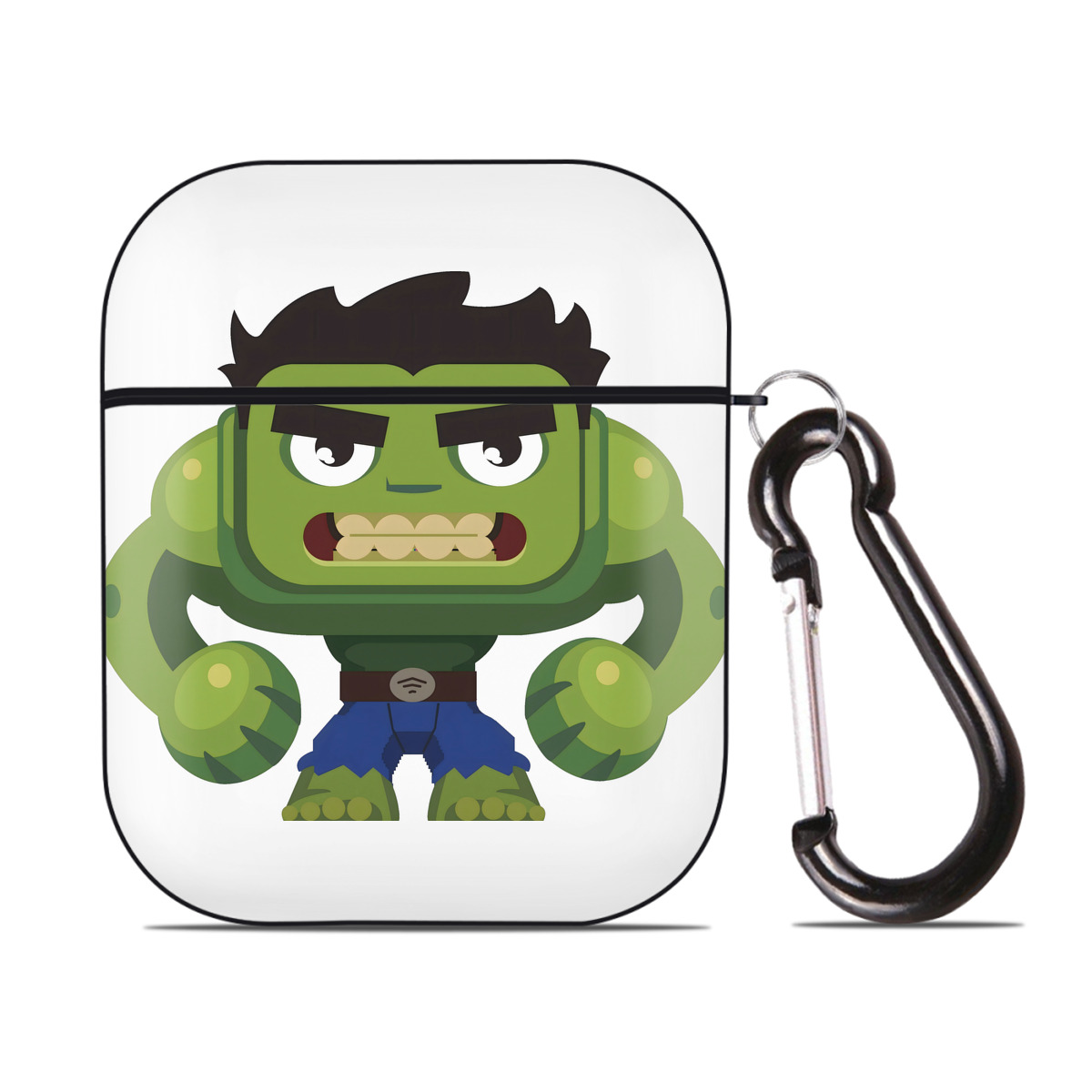 （画像用） アベンジャーズ The Avengers AirPods 第2世代保護ケース ハードシェル ブラック 耐衝撃・防指紋・カラビナ付き