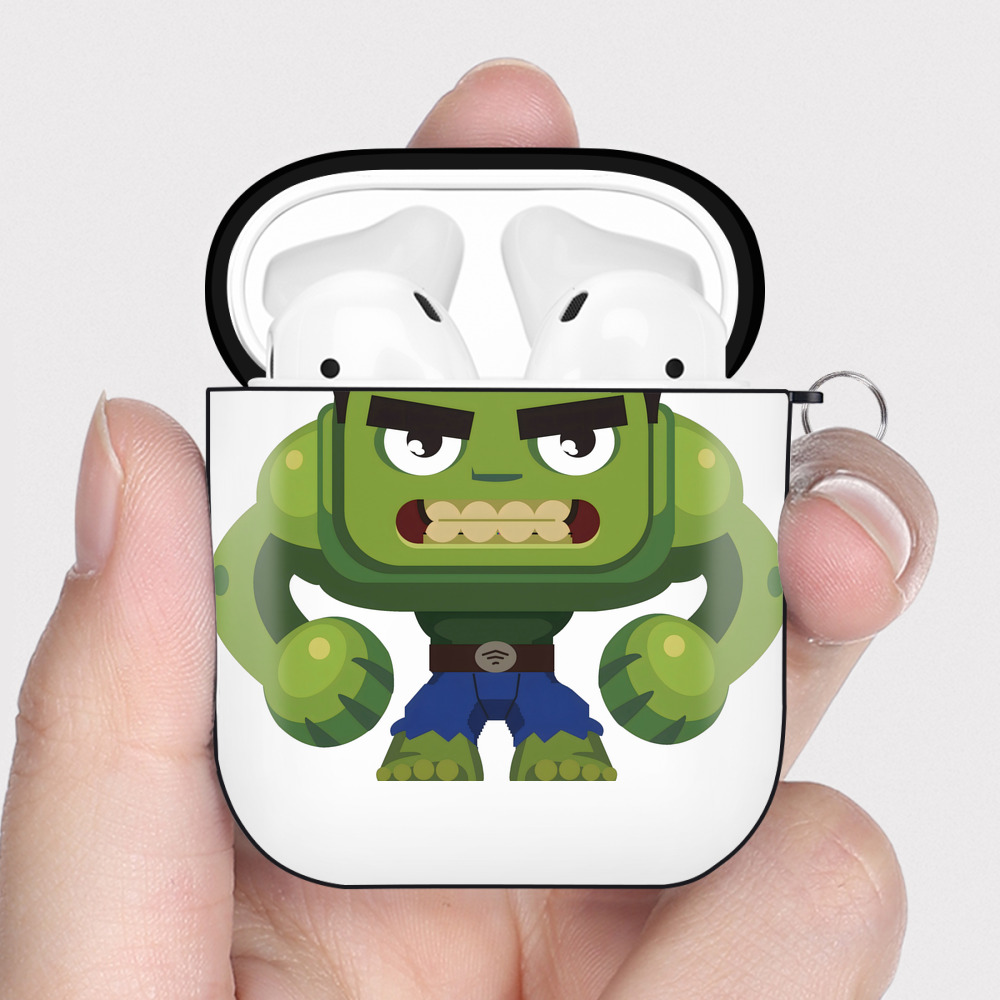 （画像用） アベンジャーズ The Avengers AirPods 第2世代保護ケース ハードシェル ブラック 耐衝撃・防指紋・カラビナ付き