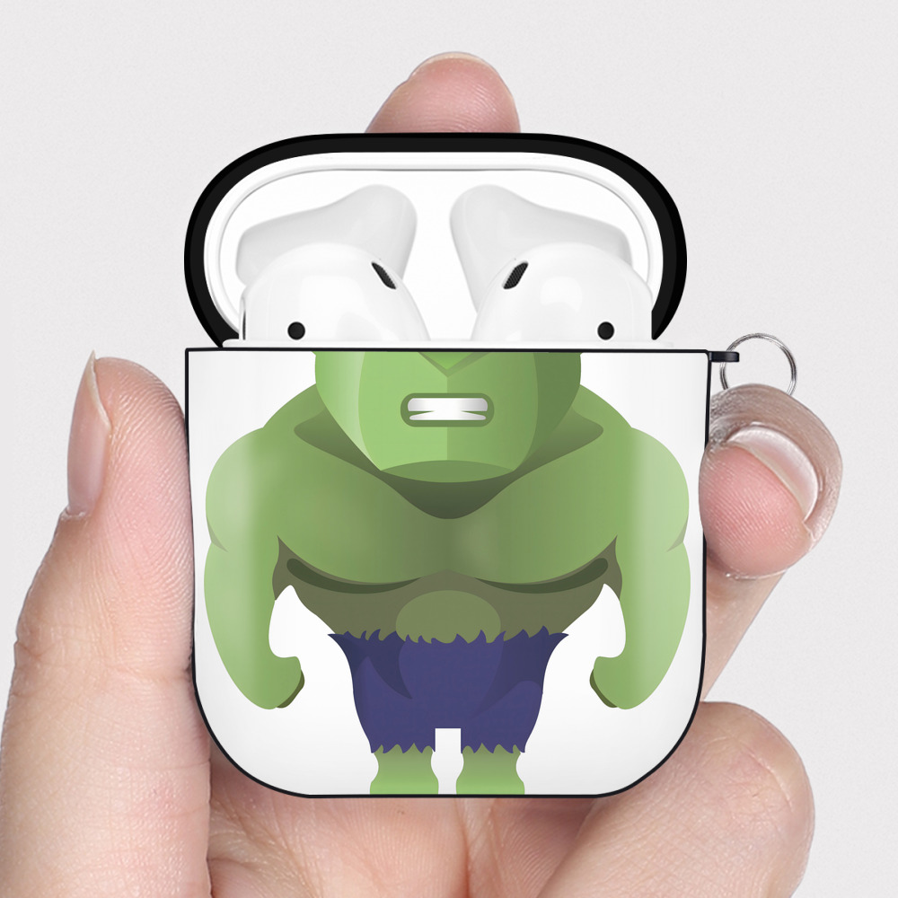（画像用） アベンジャーズ The Avengers AirPods 第2世代保護ケース ハードシェル ブラック 耐衝撃・防指紋・カラビナ付き