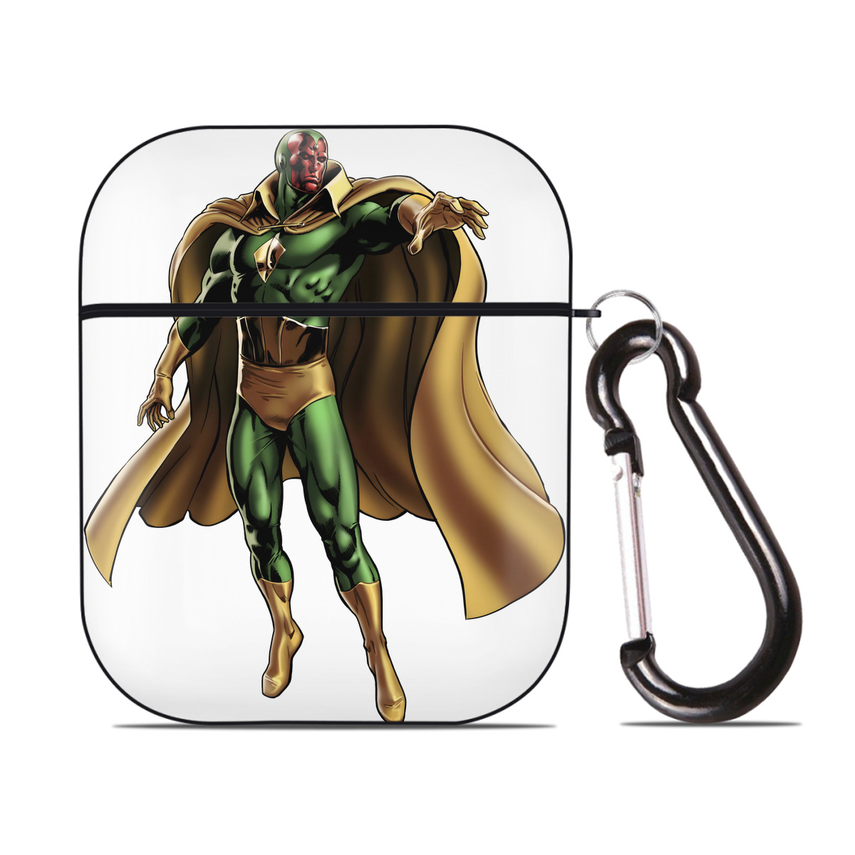 （画像用） アベンジャーズ The Avengers AirPods 第2世代保護ケース ハードシェル ブラック 耐衝撃・防指紋・カラビナ付き