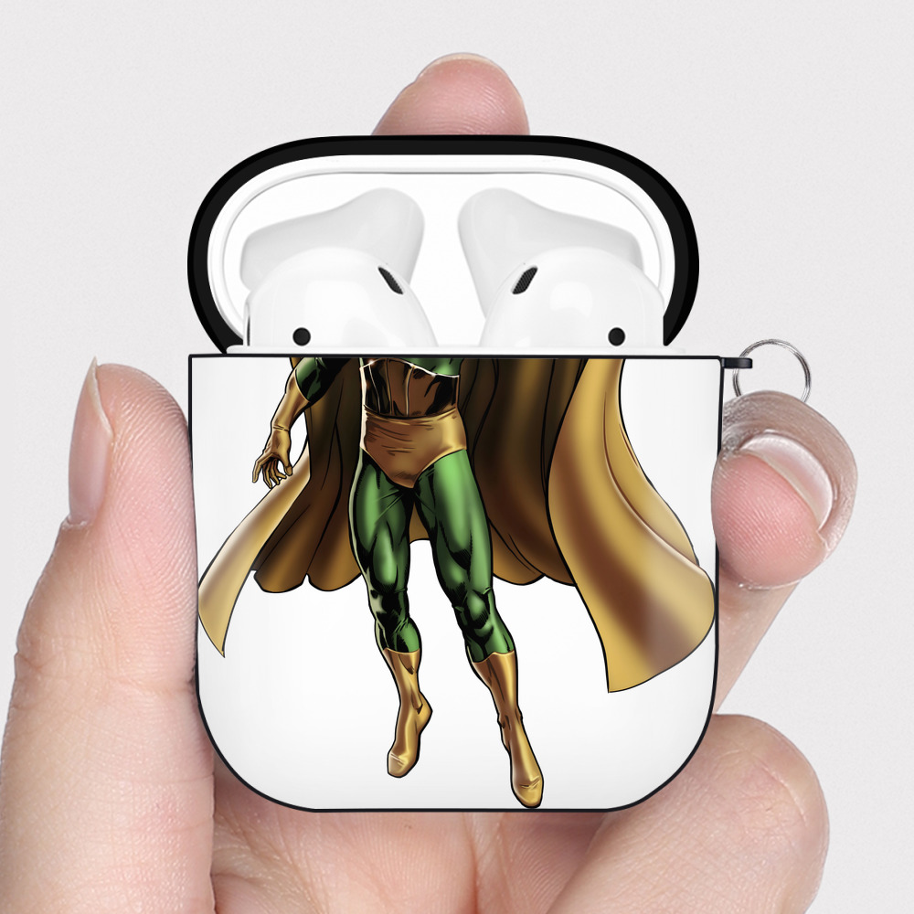 （画像用） アベンジャーズ The Avengers AirPods 第2世代保護ケース ハードシェル ブラック 耐衝撃・防指紋・カラビナ付き