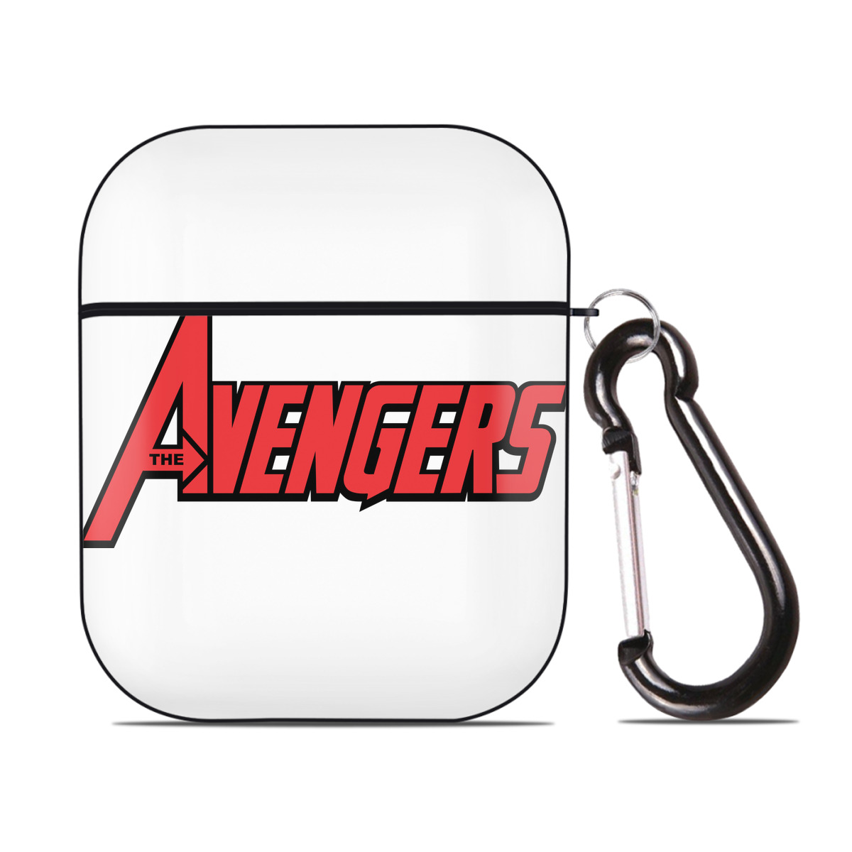 （画像用） アベンジャーズ The Avengers AirPods 第2世代保護ケース ハードシェル ブラック 耐衝撃・防指紋・カラビナ付き