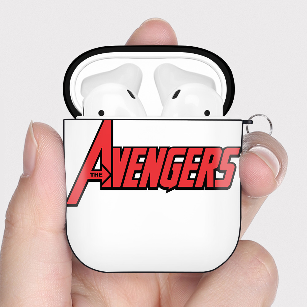 （画像用） アベンジャーズ The Avengers AirPods 第2世代保護ケース ハードシェル ブラック 耐衝撃・防指紋・カラビナ付き