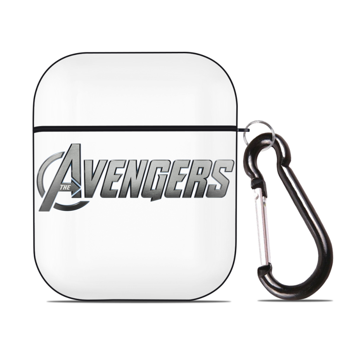（画像用） アベンジャーズ The Avengers AirPods 第2世代保護ケース ハードシェル ブラック 耐衝撃・防指紋・カラビナ付き