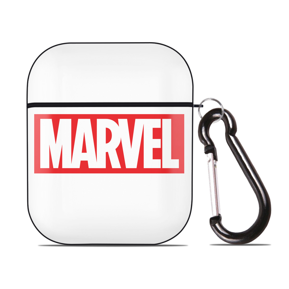（画像用） アベンジャーズ The Avengers AirPods 第2世代保護ケース ハードシェル ブラック 耐衝撃・防指紋・カラビナ付き