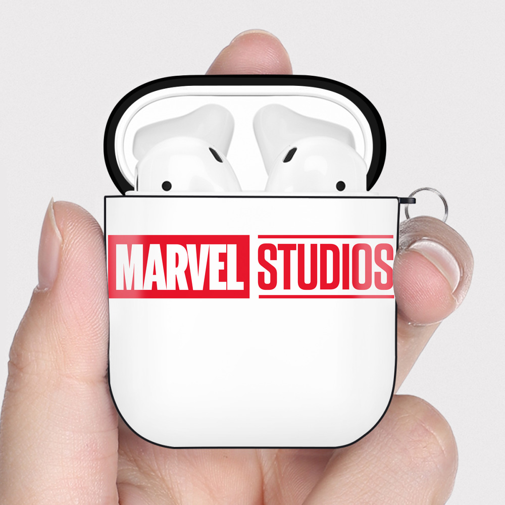 （画像用） アベンジャーズ The Avengers AirPods 第2世代保護ケース ハードシェル ブラック 耐衝撃・防指紋・カラビナ付き