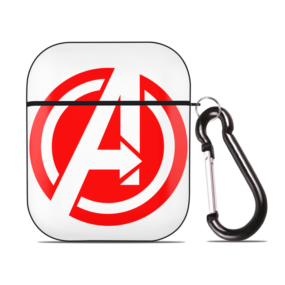 （画像用） アベンジャーズ The Avengers AirPods 第2世代保護ケース ハードシェル ブラック 耐衝撃・防指紋・カラビナ付き
