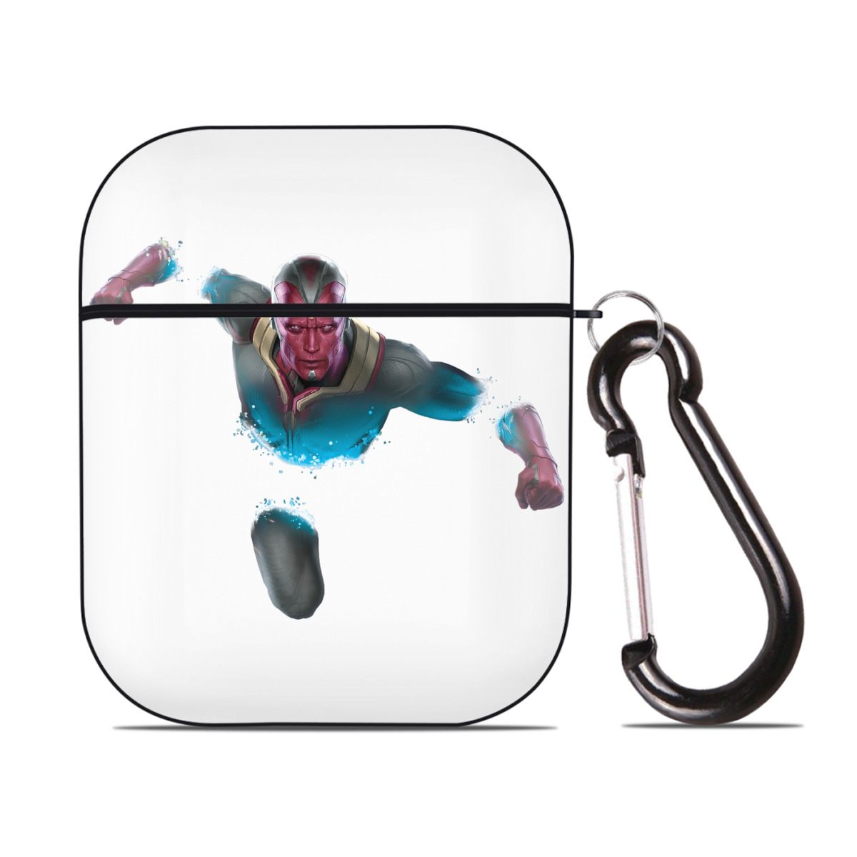 （画像用） アベンジャーズ The Avengers AirPods 第2世代保護ケース ハードシェル ブラック 耐衝撃・防指紋・カラビナ付き