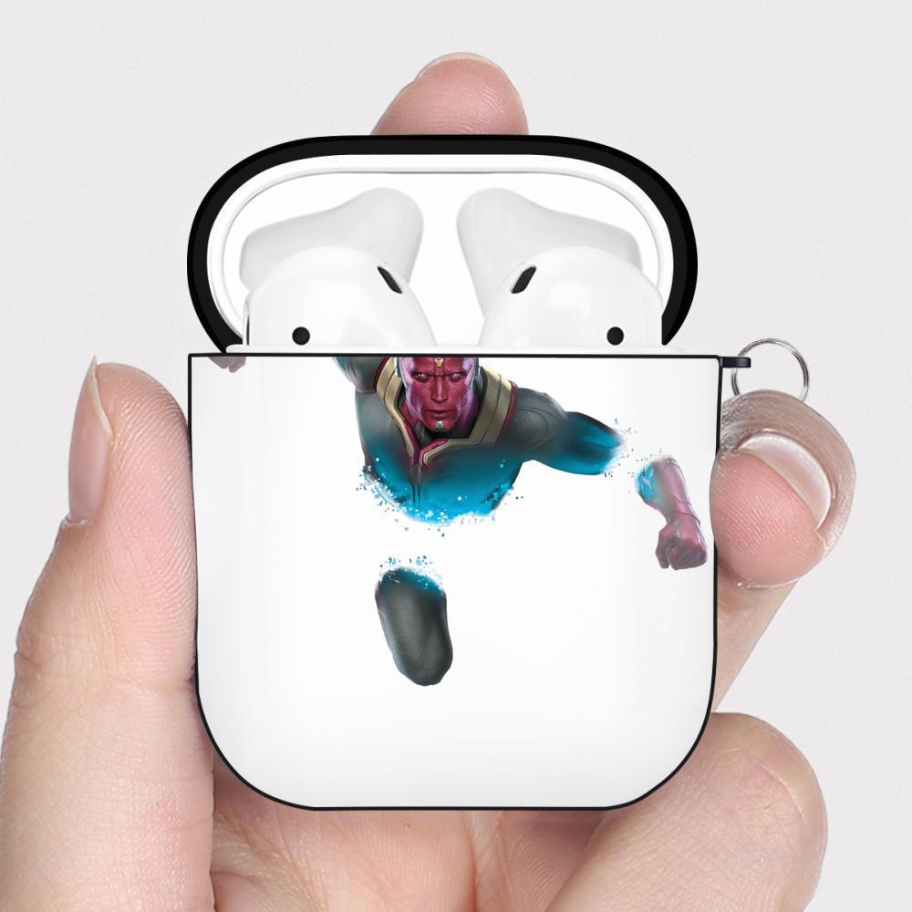 （画像用） アベンジャーズ The Avengers AirPods 第2世代保護ケース ハードシェル ブラック 耐衝撃・防指紋・カラビナ付き