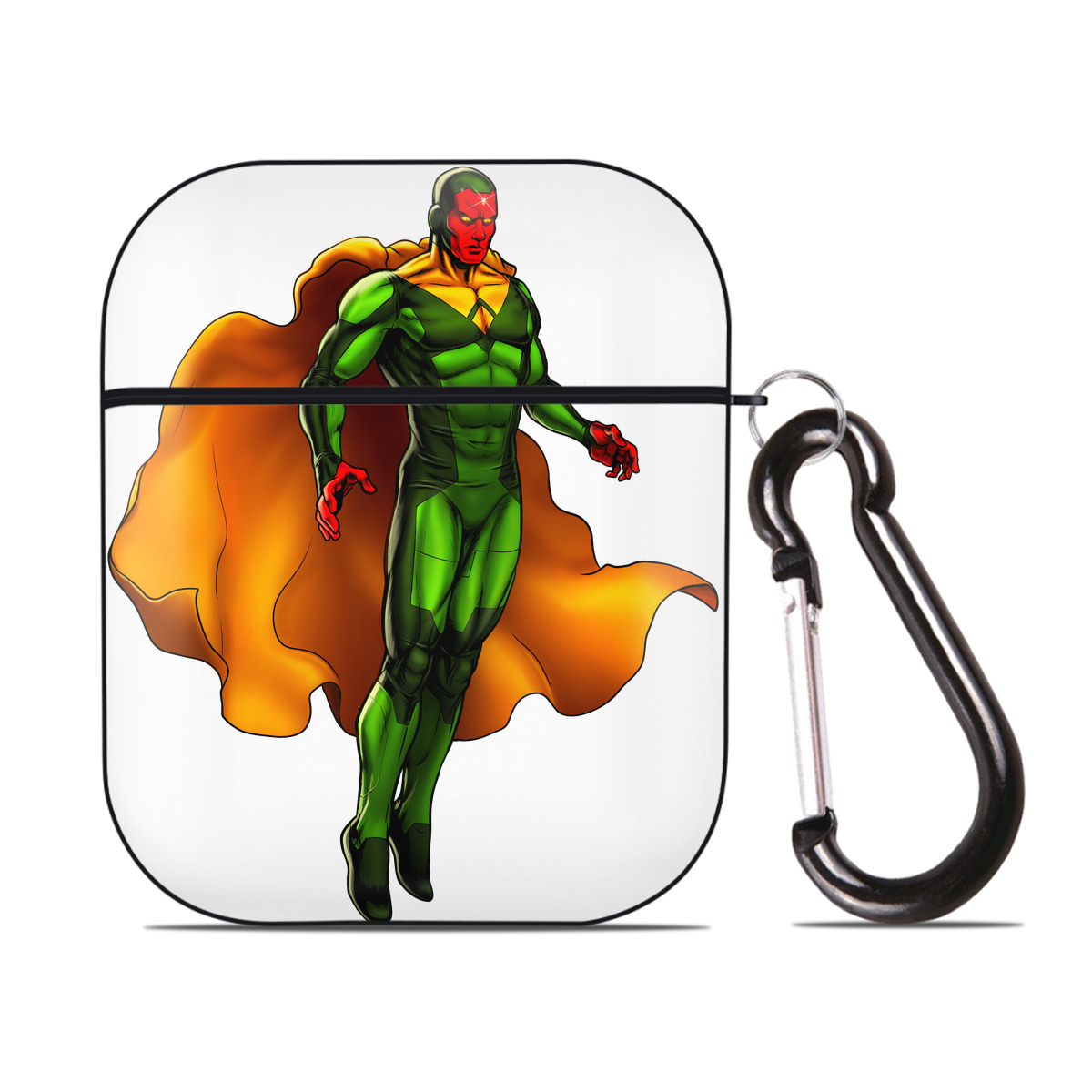 （画像用） アベンジャーズ The Avengers AirPods 第2世代保護ケース ハードシェル ブラック 耐衝撃・防指紋・カラビナ付き