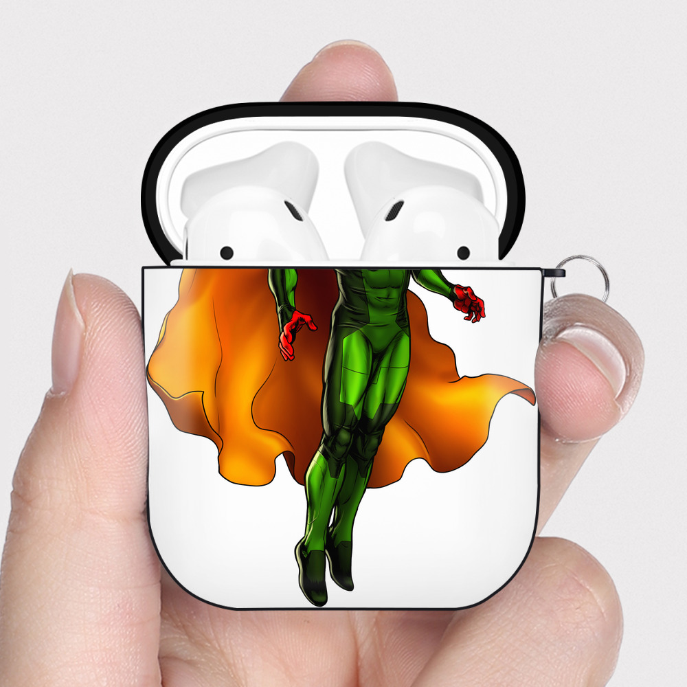 （画像用） アベンジャーズ The Avengers AirPods 第2世代保護ケース ハードシェル ブラック 耐衝撃・防指紋・カラビナ付き