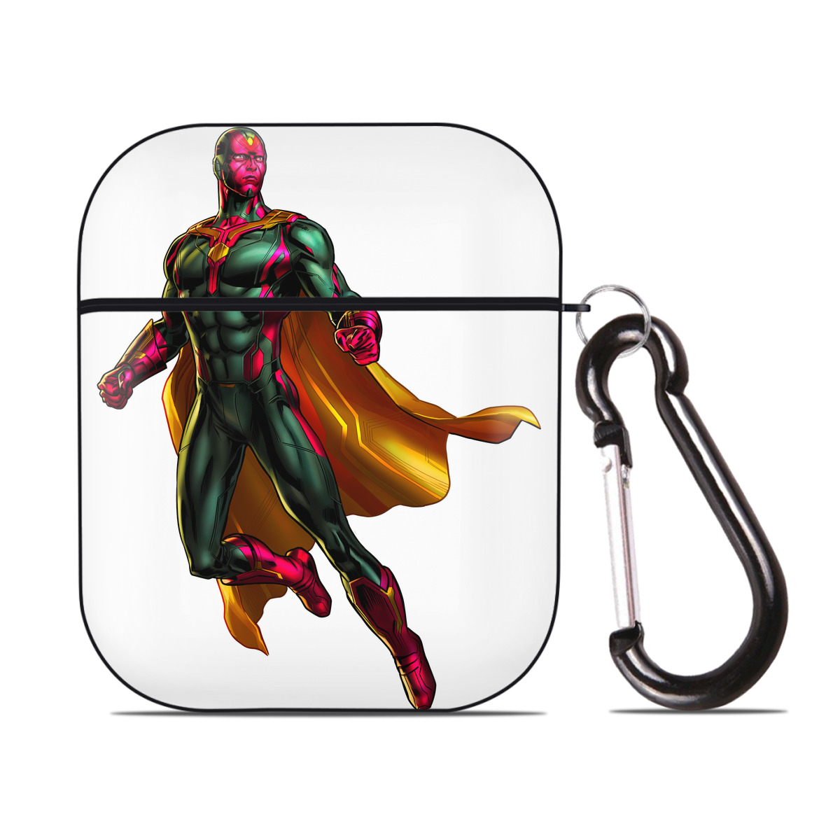 （画像用） アベンジャーズ The Avengers AirPods 第2世代保護ケース ハードシェル ブラック 耐衝撃・防指紋・カラビナ付き
