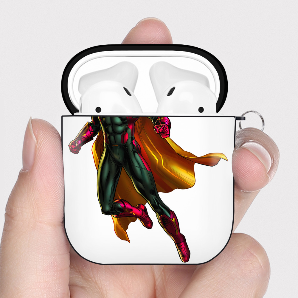 （画像用） アベンジャーズ The Avengers AirPods 第2世代保護ケース ハードシェル ブラック 耐衝撃・防指紋・カラビナ付き