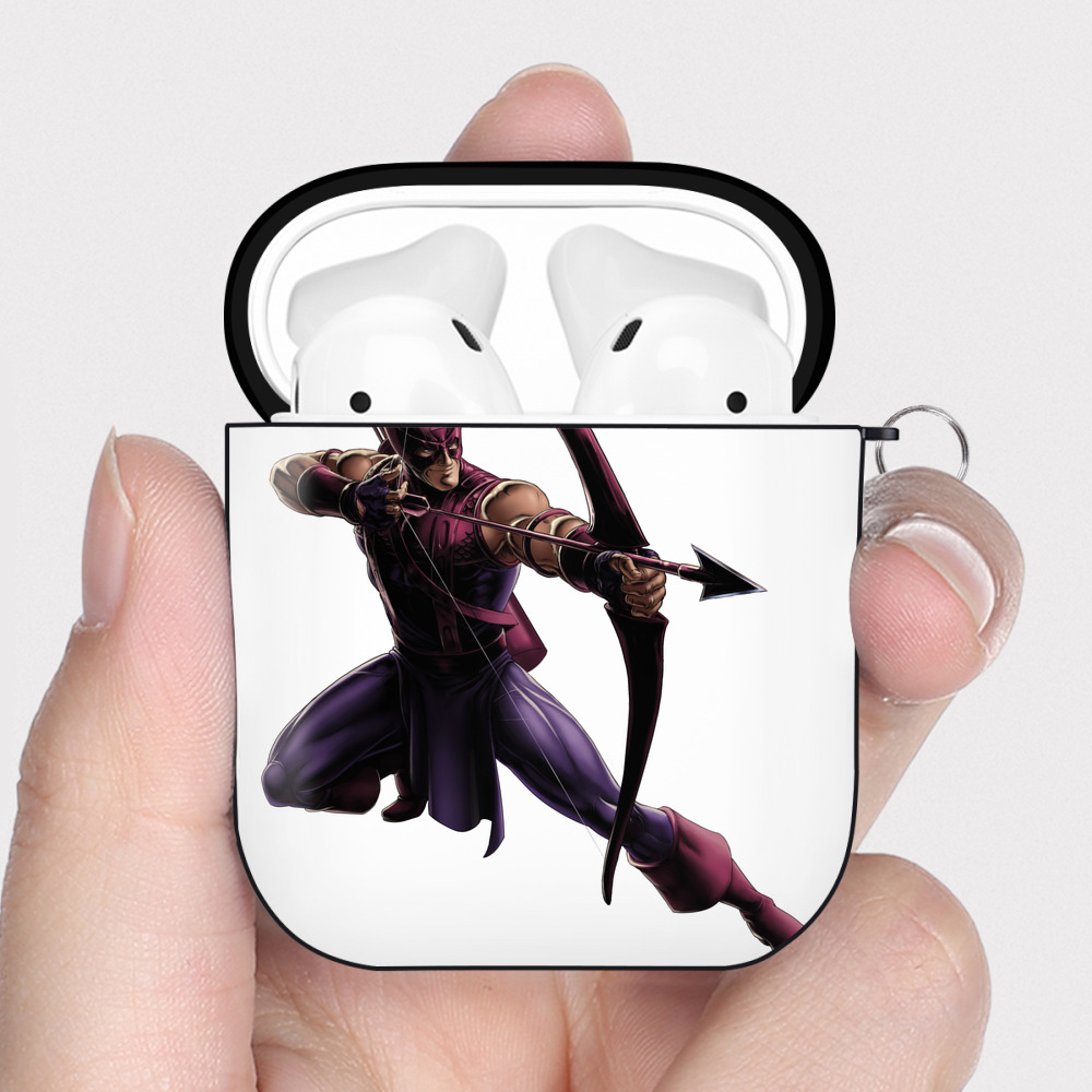 （画像用） アベンジャーズ The Avengers AirPods 第2世代保護ケース ハードシェル ブラック 耐衝撃・防指紋・カラビナ付き