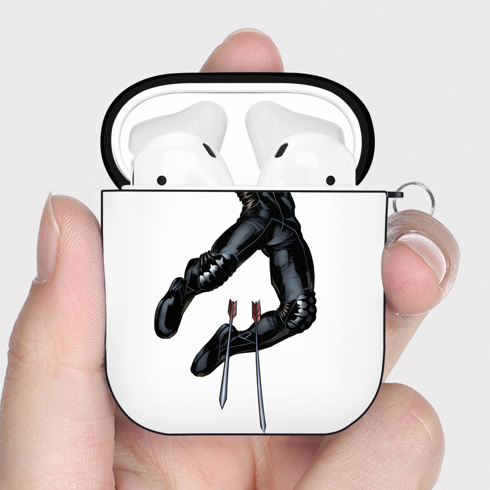 （画像用） アベンジャーズ The Avengers AirPods 第2世代保護ケース ハードシェル ブラック 耐衝撃・防指紋・カラビナ付き