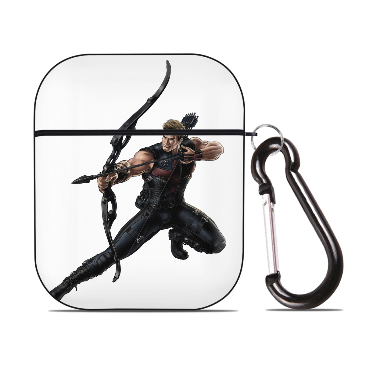 （画像用） アベンジャーズ The Avengers AirPods 第2世代保護ケース ハードシェル ブラック 耐衝撃・防指紋・カラビナ付き