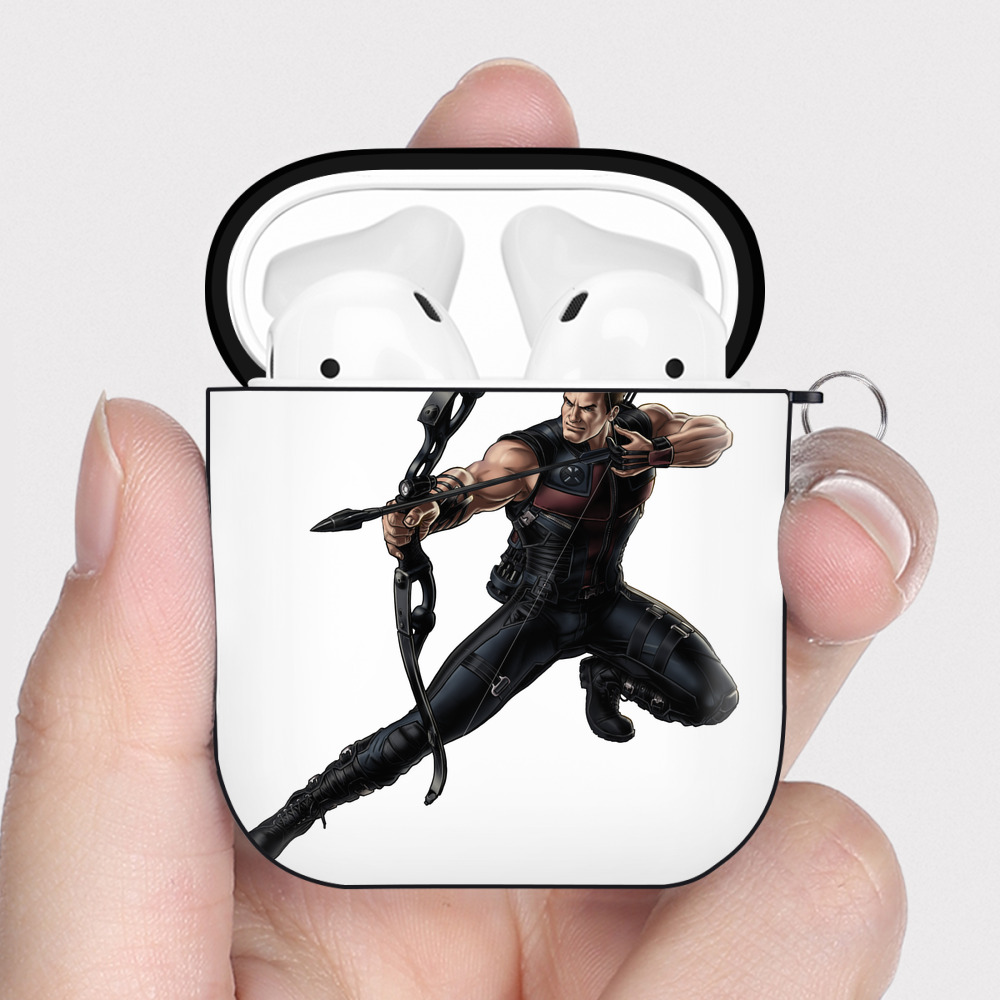 （画像用） アベンジャーズ The Avengers AirPods 第2世代保護ケース ハードシェル ブラック 耐衝撃・防指紋・カラビナ付き