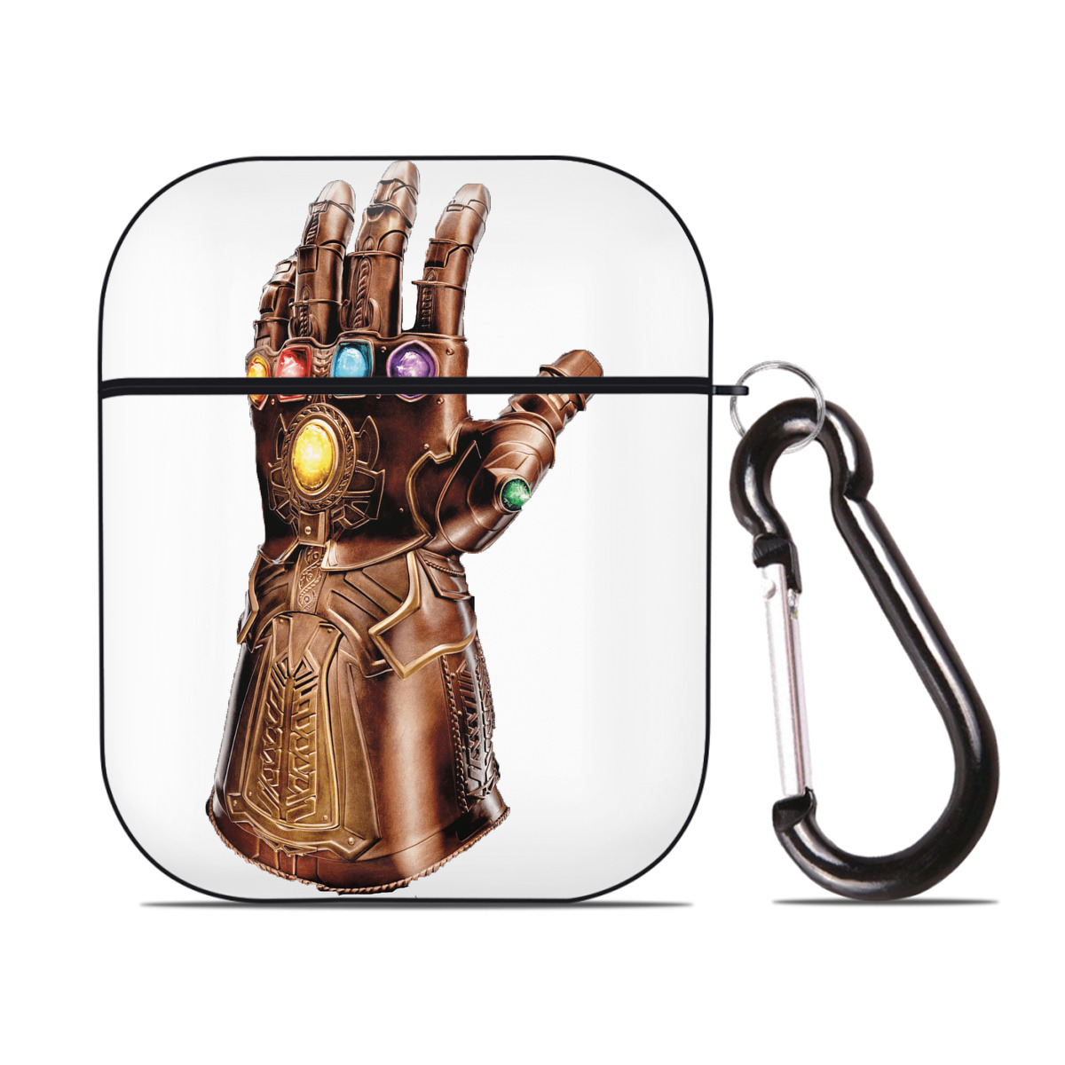 （画像用） アベンジャーズ The Avengers AirPods 第2世代保護ケース ハードシェル ブラック 耐衝撃・防指紋・カラビナ付き
