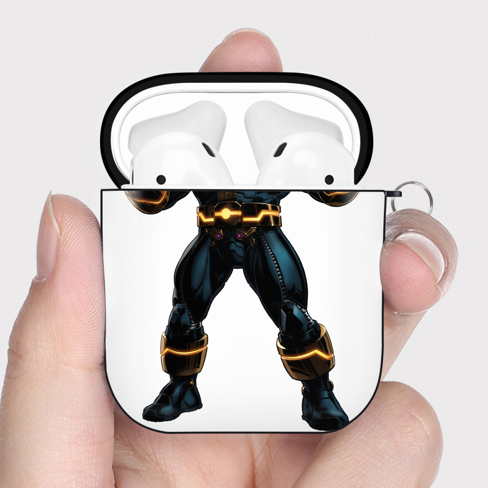 （画像用） アベンジャーズ The Avengers AirPods 第2世代保護ケース ハードシェル ブラック 耐衝撃・防指紋・カラビナ付き