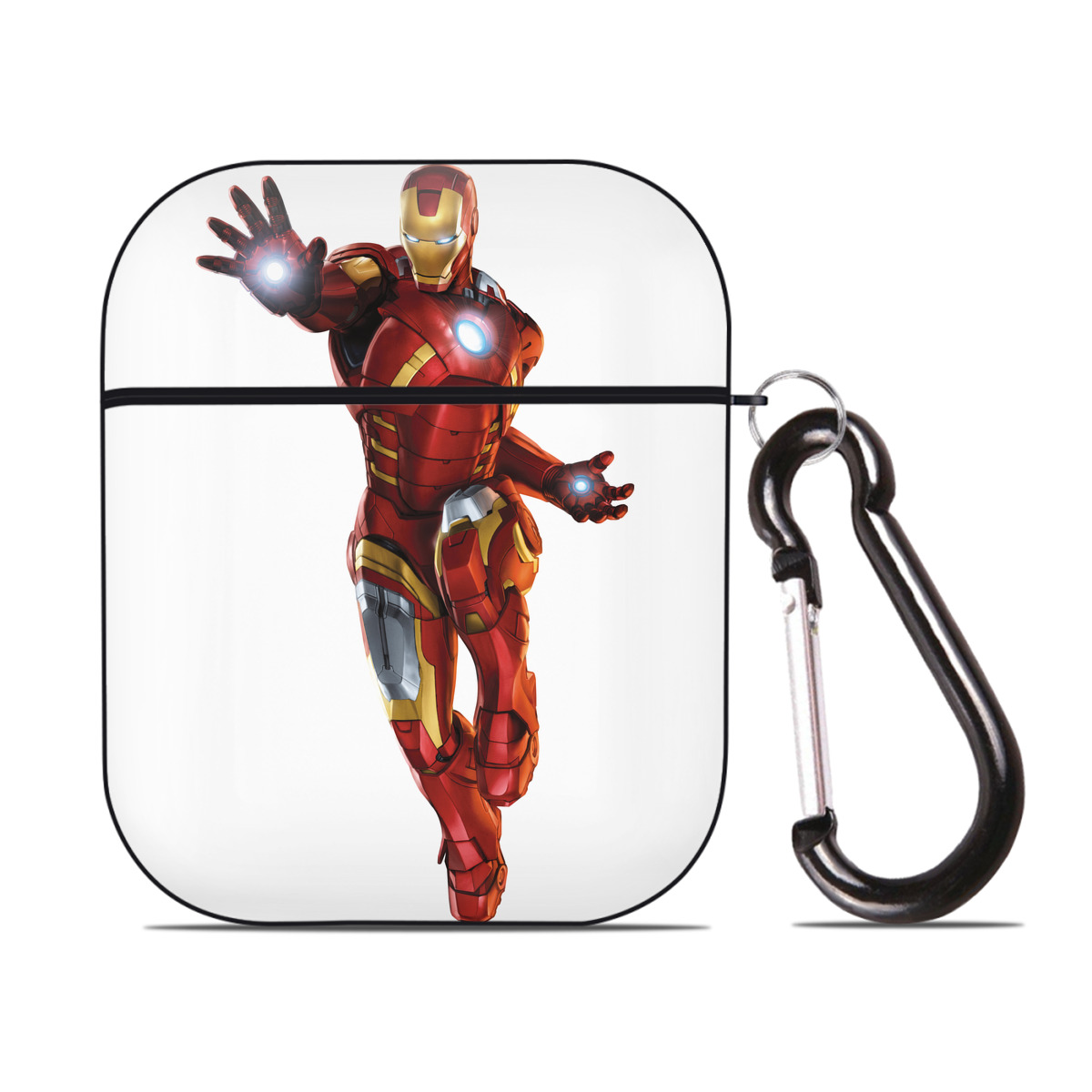 （画像用） アベンジャーズ The Avengers AirPods 第2世代保護ケース ハードシェル ブラック 耐衝撃・防指紋・カラビナ付き