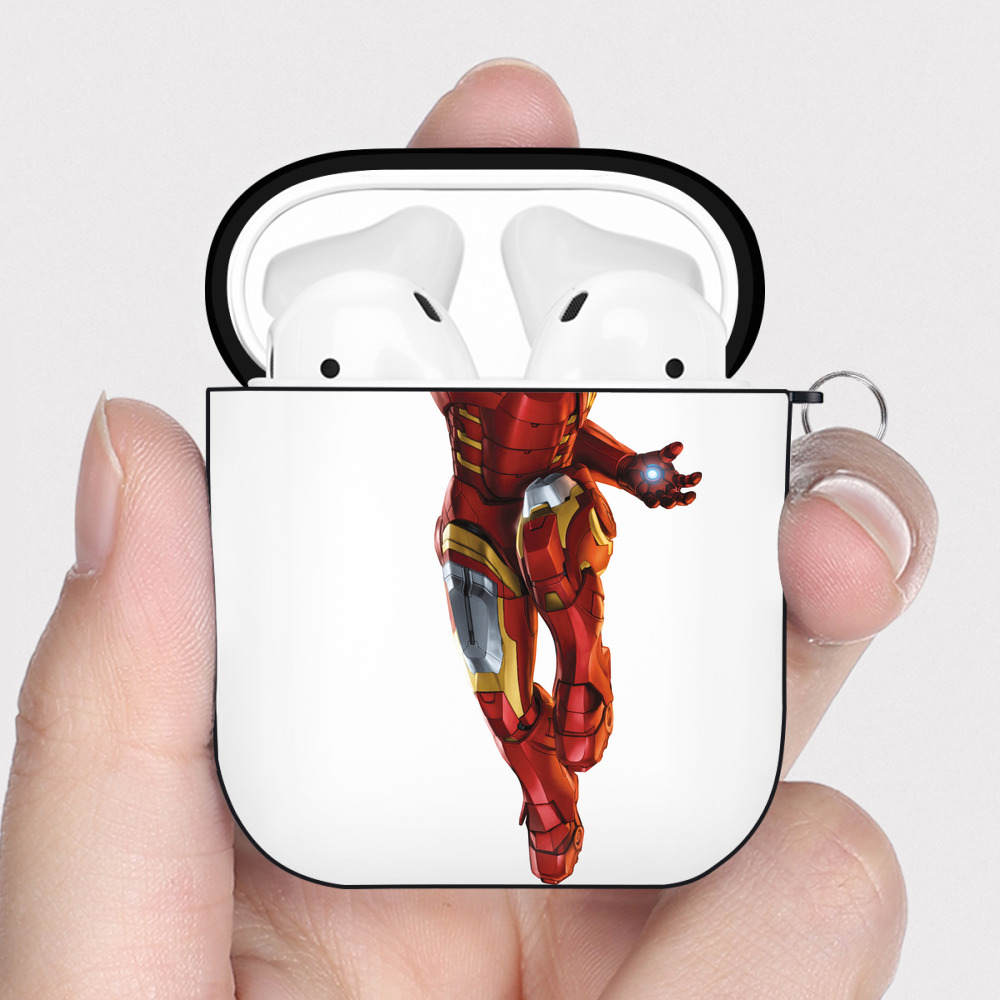 （画像用） アベンジャーズ The Avengers AirPods 第2世代保護ケース ハードシェル ブラック 耐衝撃・防指紋・カラビナ付き