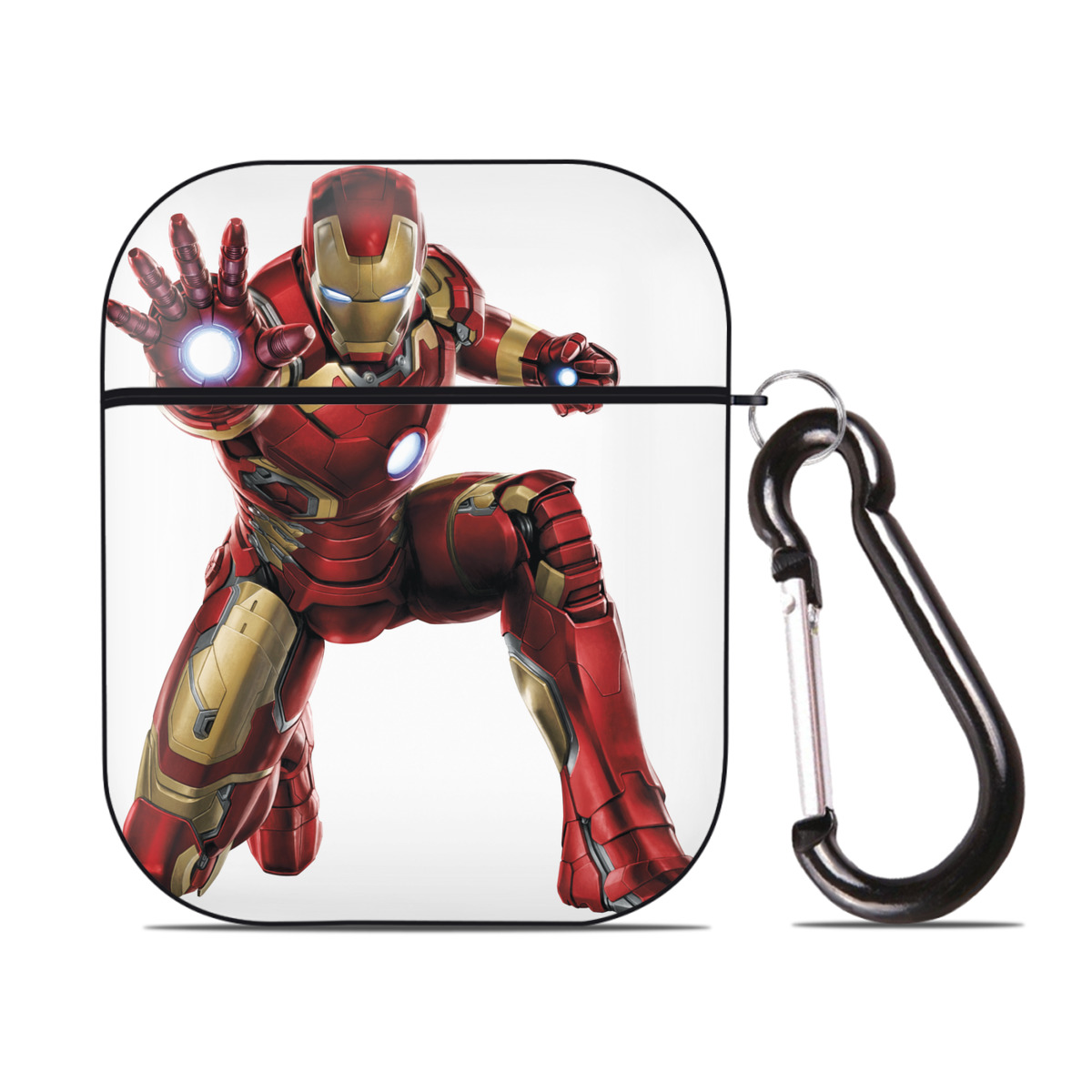 （画像用） アベンジャーズ The Avengers AirPods 第2世代保護ケース ハードシェル ブラック 耐衝撃・防指紋・カラビナ付き
