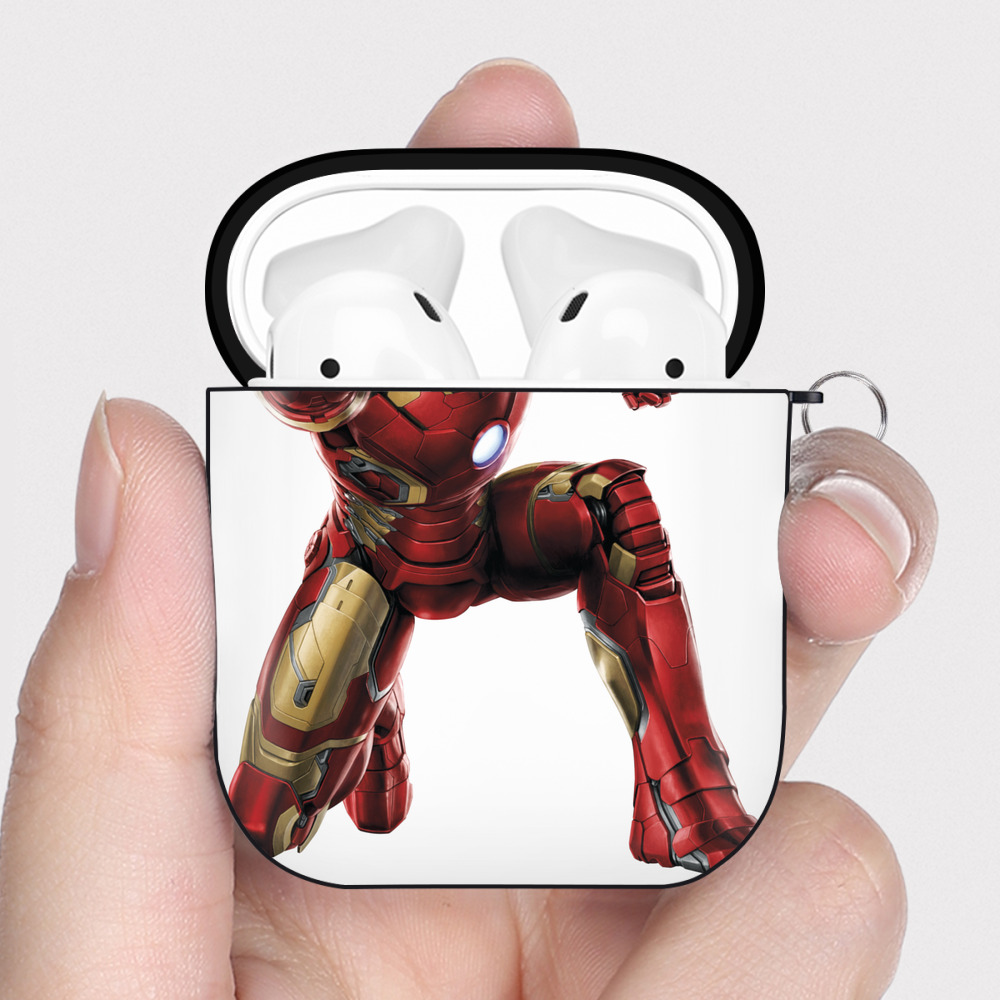（画像用） アベンジャーズ The Avengers AirPods 第2世代保護ケース ハードシェル ブラック 耐衝撃・防指紋・カラビナ付き