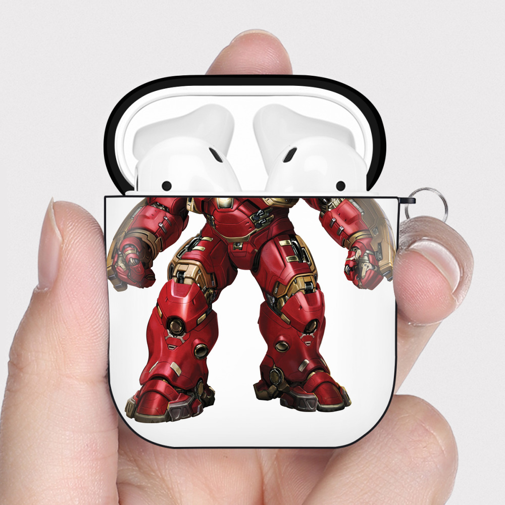 （画像用） アベンジャーズ The Avengers AirPods 第2世代保護ケース ハードシェル ブラック 耐衝撃・防指紋・カラビナ付き