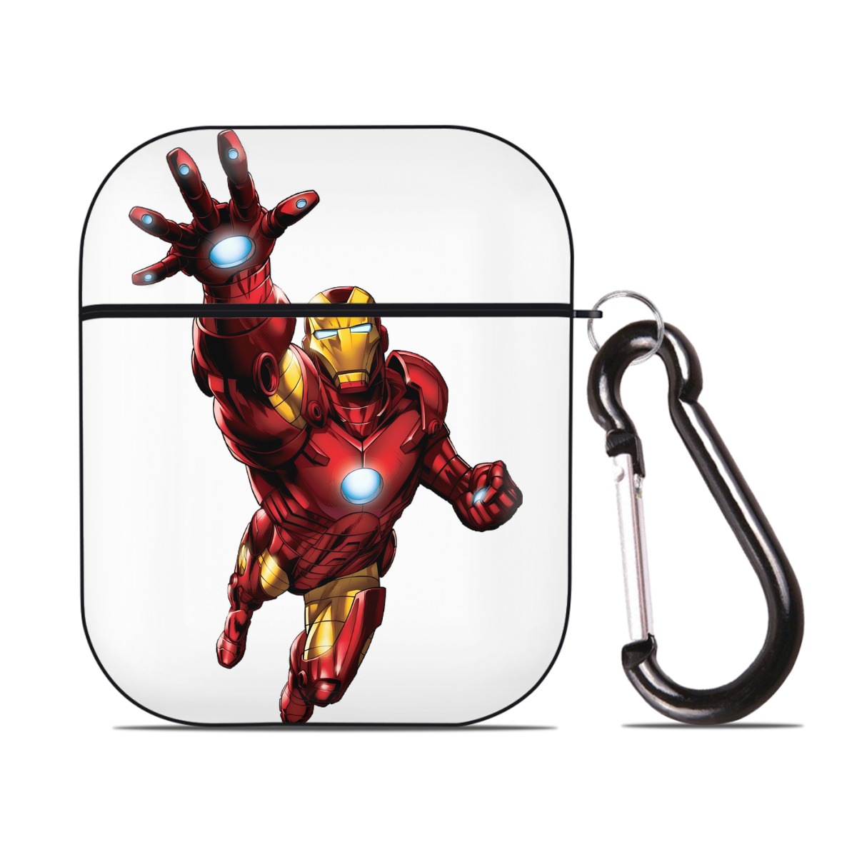 （画像用） アベンジャーズ The Avengers AirPods 第2世代保護ケース ハードシェル ブラック 耐衝撃・防指紋・カラビナ付き