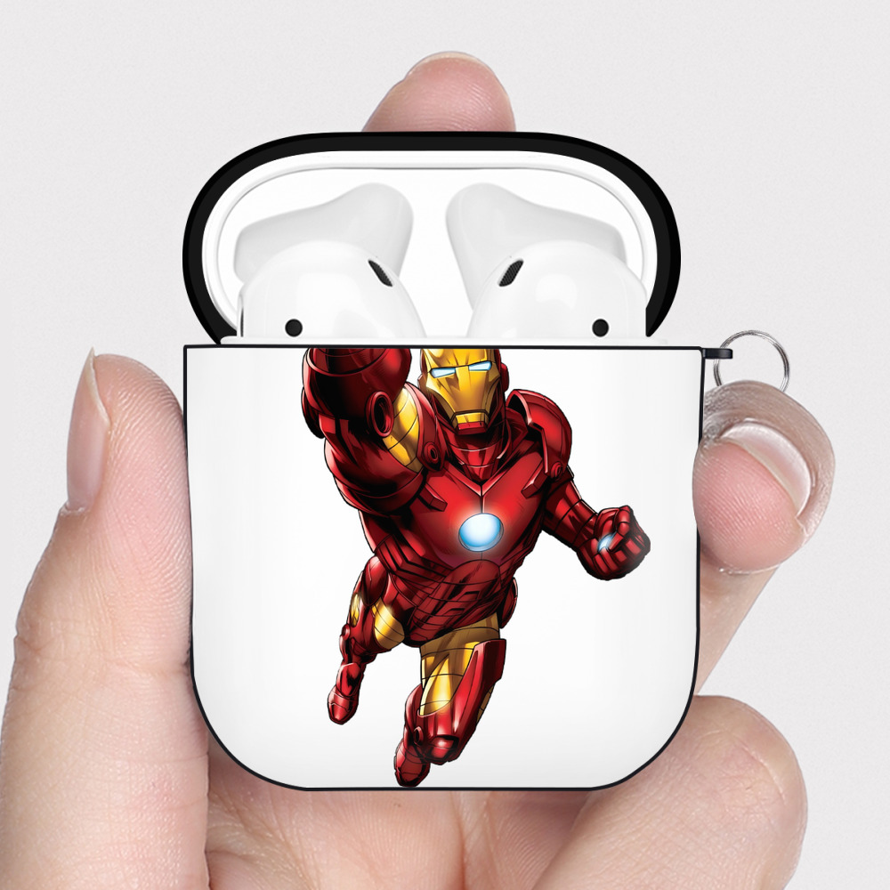 （画像用） アベンジャーズ The Avengers AirPods 第2世代保護ケース ハードシェル ブラック 耐衝撃・防指紋・カラビナ付き