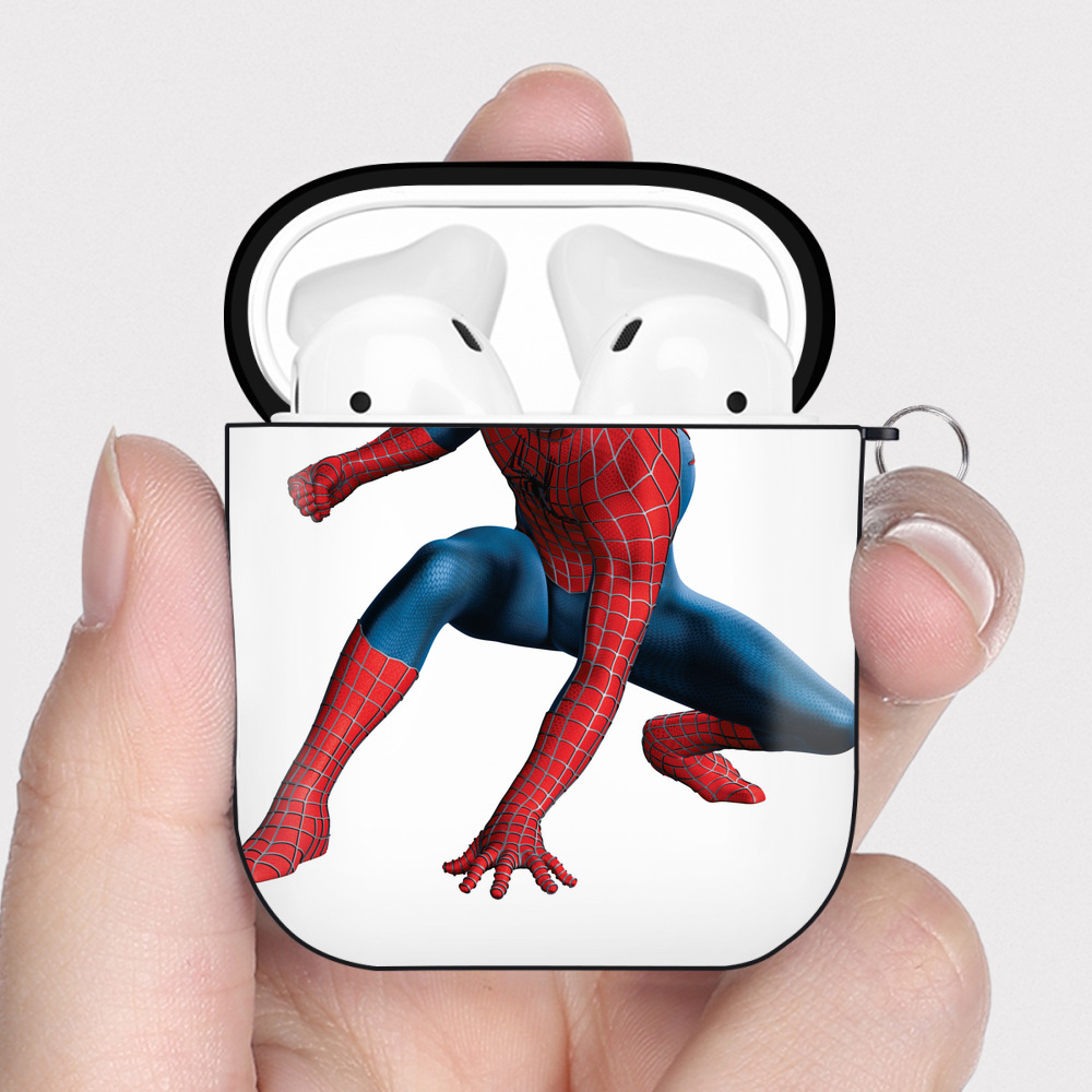 （画像用） アベンジャーズ The Avengers AirPods 第2世代保護ケース ハードシェル ブラック 耐衝撃・防指紋・カラビナ付き