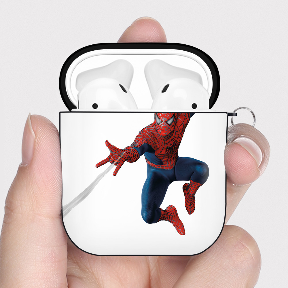 （画像用） アベンジャーズ The Avengers AirPods 第2世代保護ケース ハードシェル ブラック 耐衝撃・防指紋・カラビナ付き