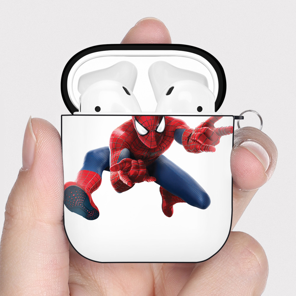 （画像用） アベンジャーズ The Avengers AirPods 第2世代保護ケース ハードシェル ブラック 耐衝撃・防指紋・カラビナ付き