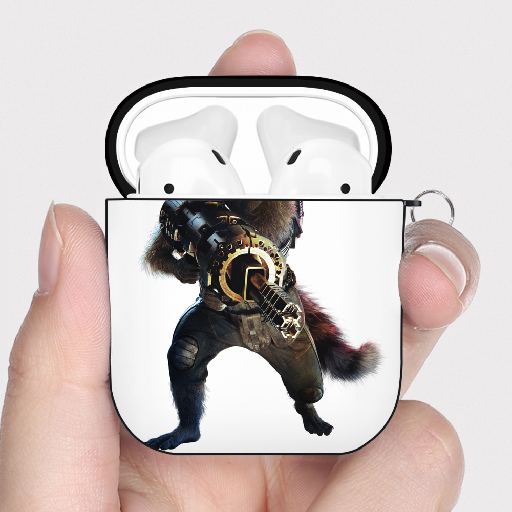 （画像用） アベンジャーズ The Avengers AirPods 第2世代保護ケース ハードシェル ブラック 耐衝撃・防指紋・カラビナ付き