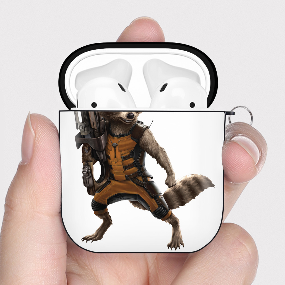 （画像用） アベンジャーズ The Avengers AirPods 第2世代保護ケース ハードシェル ブラック 耐衝撃・防指紋・カラビナ付き