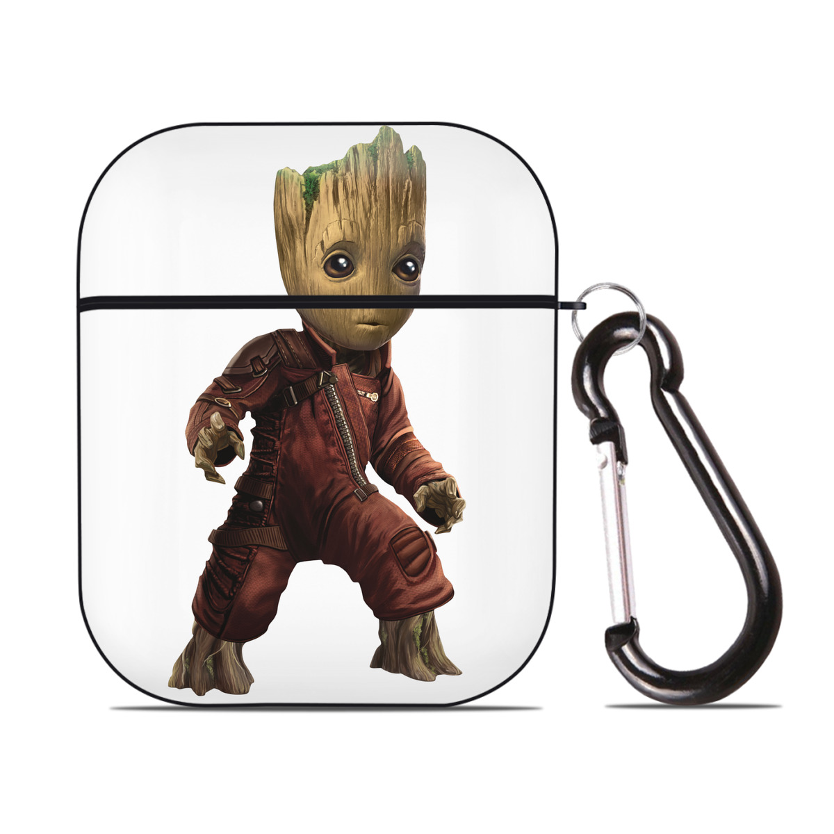 （画像用） アベンジャーズ The Avengers AirPods 第2世代保護ケース ハードシェル ブラック 耐衝撃・防指紋・カラビナ付き