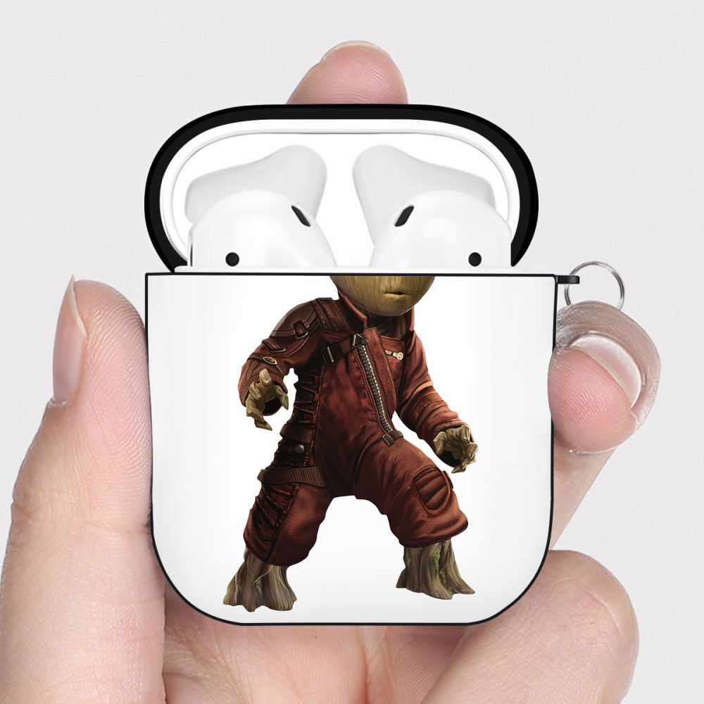 （画像用） アベンジャーズ The Avengers AirPods 第2世代保護ケース ハードシェル ブラック 耐衝撃・防指紋・カラビナ付き