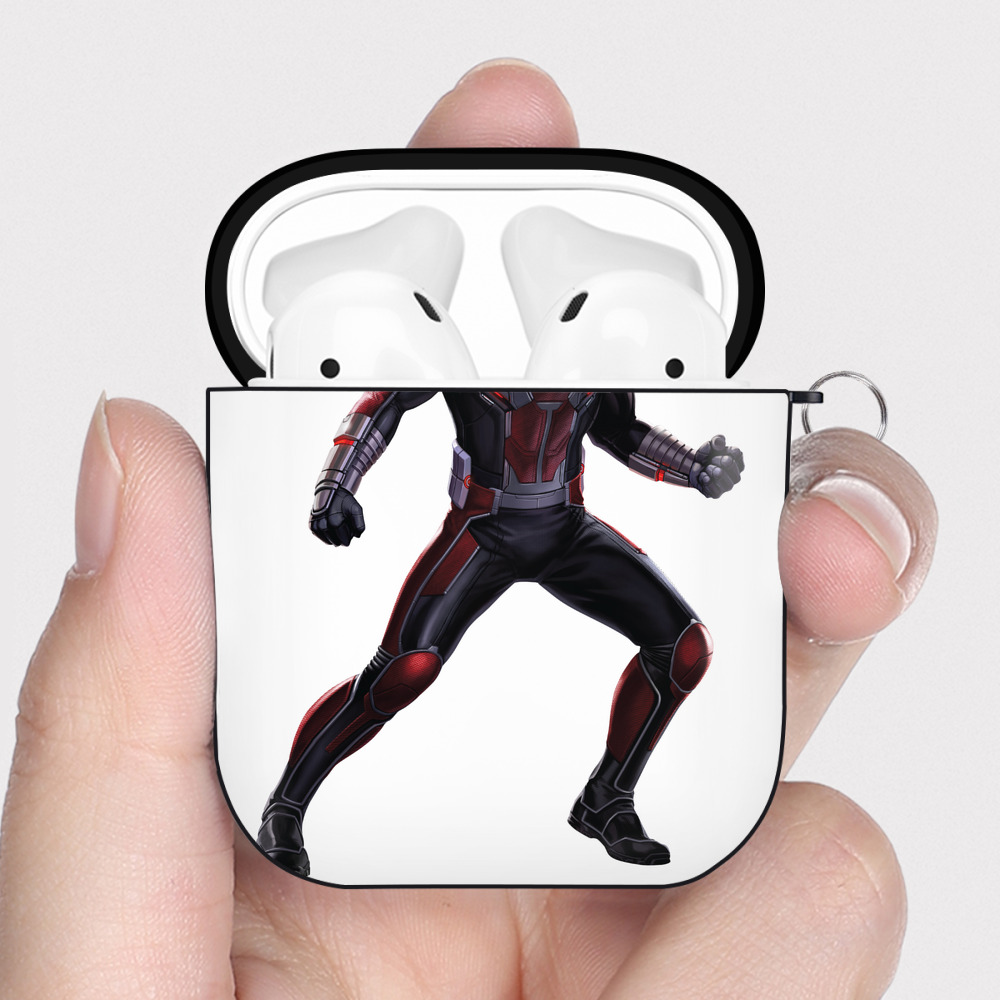 （画像用） アベンジャーズ The Avengers AirPods 第2世代保護ケース ハードシェル ブラック 耐衝撃・防指紋・カラビナ付き