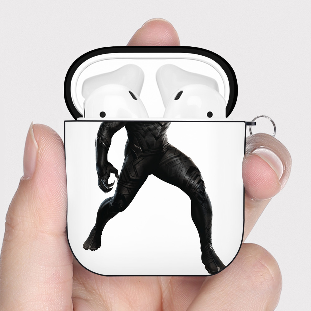 （画像用） アベンジャーズ The Avengers AirPods 第2世代保護ケース ハードシェル ブラック 耐衝撃・防指紋・カラビナ付き