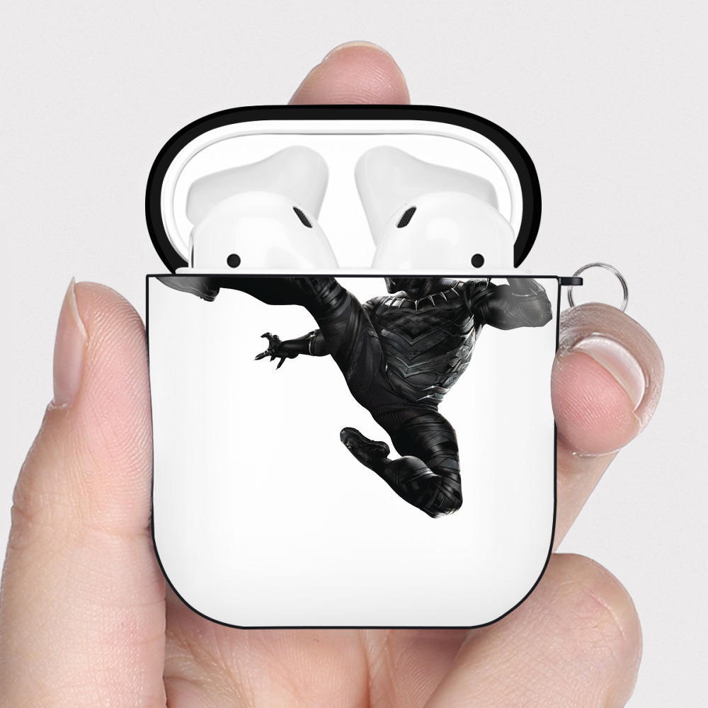 （画像用） アベンジャーズ The Avengers AirPods 第2世代保護ケース ハードシェル ブラック 耐衝撃・防指紋・カラビナ付き