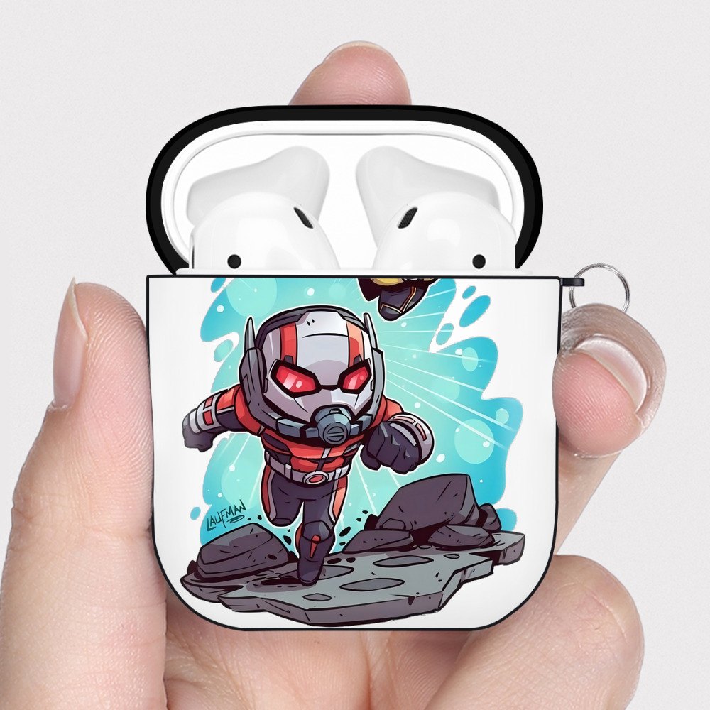 （画像用） アベンジャーズ The Avengers AirPods 第2世代保護ケース ハードシェル ブラック 耐衝撃・防指紋・カラビナ付き
