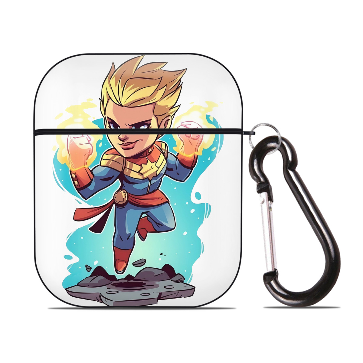 （画像用） アベンジャーズ The Avengers AirPods 第2世代保護ケース ハードシェル ブラック 耐衝撃・防指紋・カラビナ付き