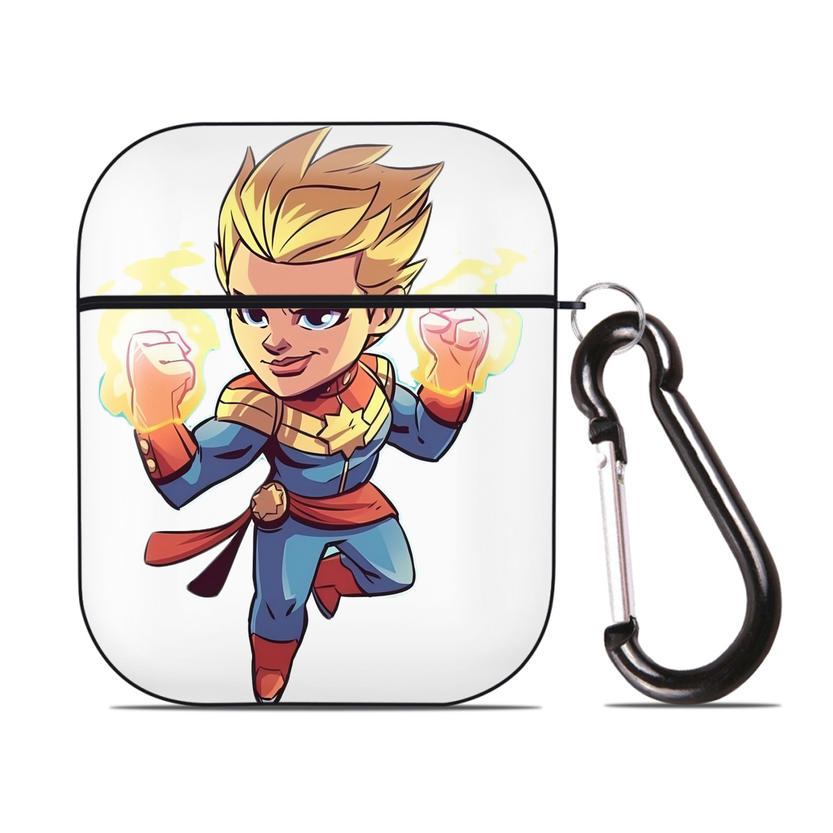（画像用） アベンジャーズ The Avengers AirPods 第2世代保護ケース ハードシェル ブラック 耐衝撃・防指紋・カラビナ付き