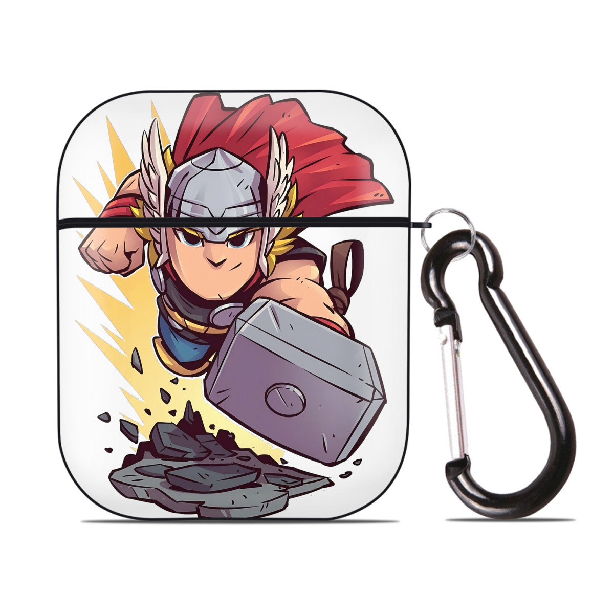 （画像用） アベンジャーズ The Avengers AirPods 第2世代保護ケース ハードシェル ブラック 耐衝撃・防指紋・カラビナ付き