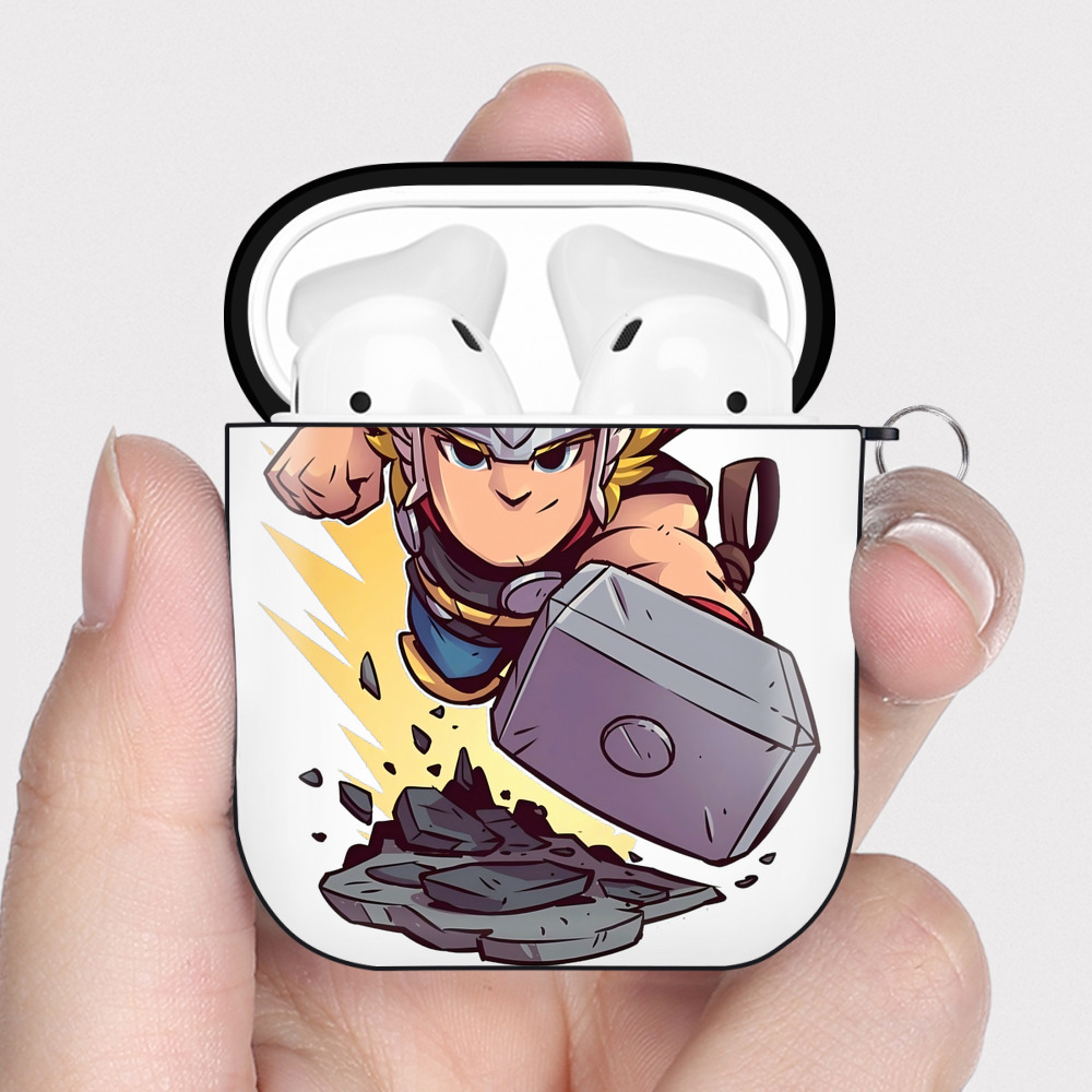 （画像用） アベンジャーズ The Avengers AirPods 第2世代保護ケース ハードシェル ブラック 耐衝撃・防指紋・カラビナ付き